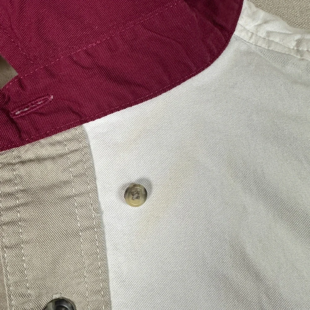 Wrangler Western Shirt XXL Mens Beige Maroon Geometric Colorblock Button Down 90 - Picture 6 of 7